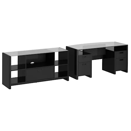 Home Office Bow Front Desk & Storage Crendenza